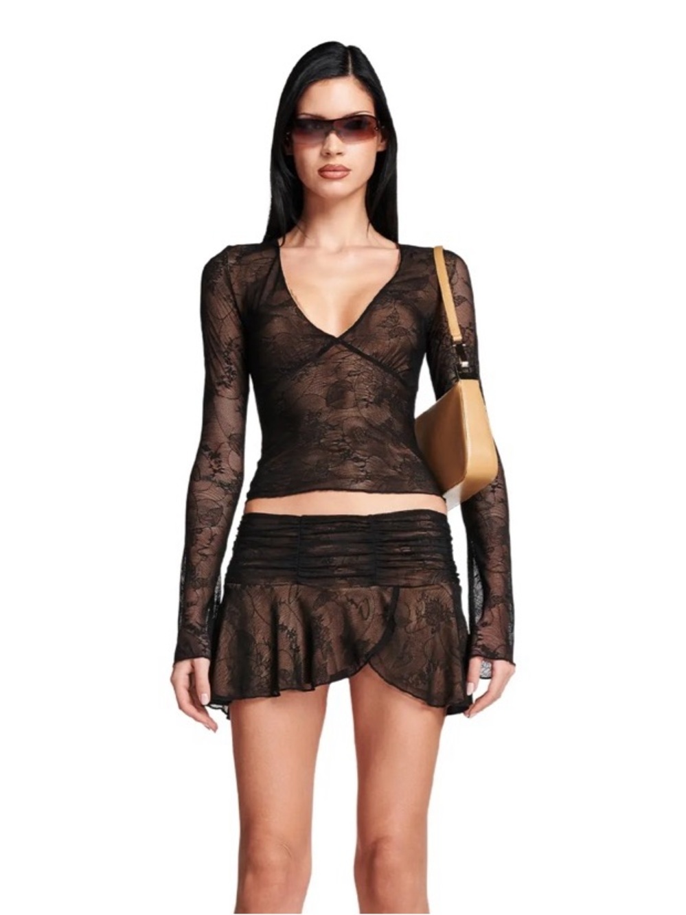 I.AM.GIA Yvette Black Lace Mini Skirt